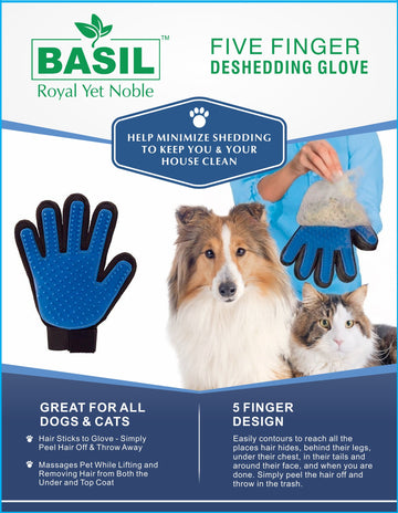 Basil Five Finger Deshedding Glove
